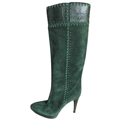 Pre-owned Sergio Rossi Riding Boots In Green