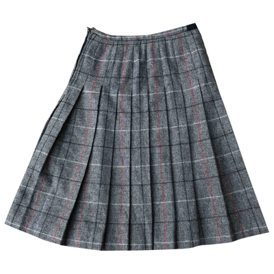 Pre-owned Burberry Wool Mid-length Skirt In Grey