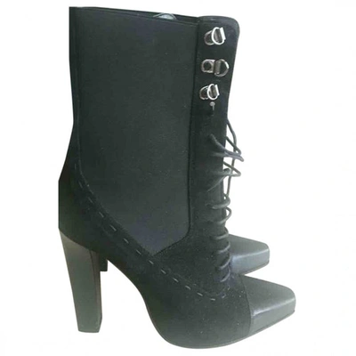 Pre-owned Roberto Cavalli Cloth Boots In Black