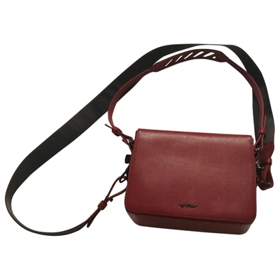 Pre-owned Off-white Binder Leather Handbag In Burgundy