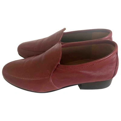 Pre-owned Anne Thomas Burgundy Leather Flats