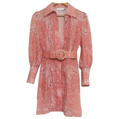 Pre-owned Zimmermann Pink Linen Dress