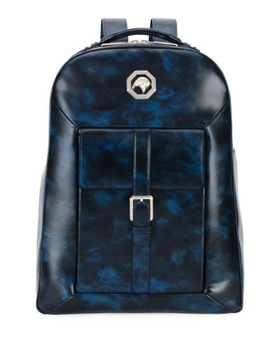 Stefano Ricci Marbled-leather Backpack In Blue