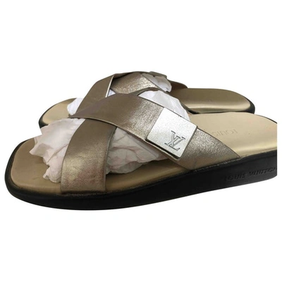 Pre-owned Louis Vuitton Leather Mules In Metallic