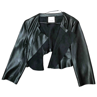 Pre-owned Pinko Leather Biker Jacket In Black