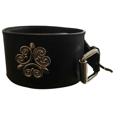 Pre-owned Carven Leather Belt In Black