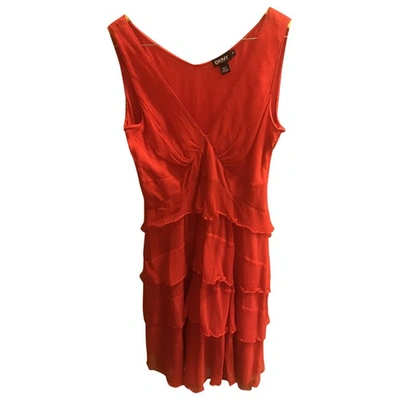 Pre-owned Dkny Silk Mini Dress In Red