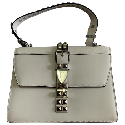 Pre-owned Prada Elektra Leather Handbag In White