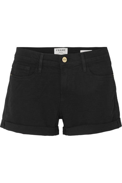 Frame Le Cutoff Denim Shorts In Noir Rookley In Black | ModeSens