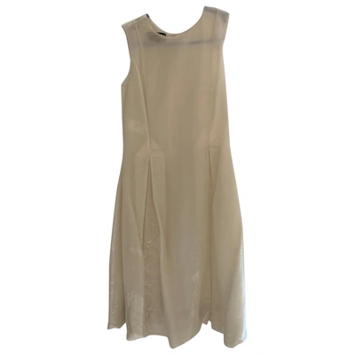 Pre-owned Rochas Silk Mid-length Dress In Ecru