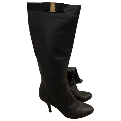 Pre-owned Ferragamo Black Leather Boots