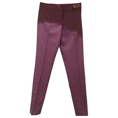 Pre-owned Versace Wool Carot Pants In Purple