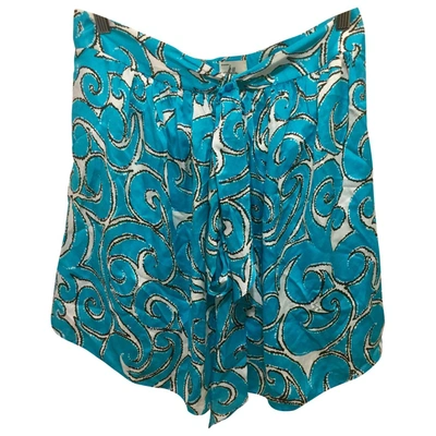 Pre-owned Milly Silk Mid-length Skirt In Turquoise