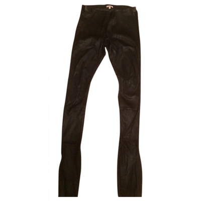 Pre-owned P.a.r.o.s.h Leather Slim Trousers In Black