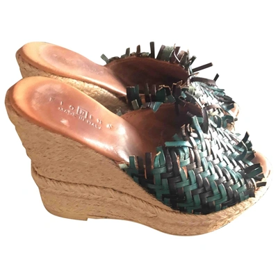 Pre-owned Aerin Green Lizard Mules & Clogs