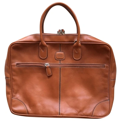 Pre-owned Bric's Leather Satchel In Orange