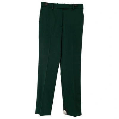 Pre-owned Calvin Klein 205w39nyc Wool Straight Trousers In Green