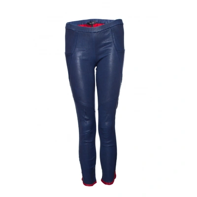 Pre-owned Isabel Marant Leather Trousers In Blue