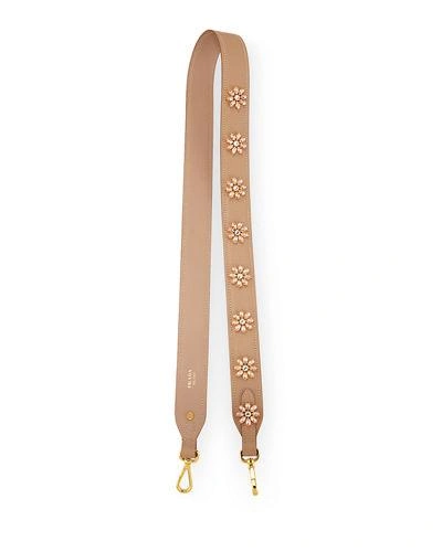Prada Jeweled Saffiano Strap For Handbag In Neutral Pattern