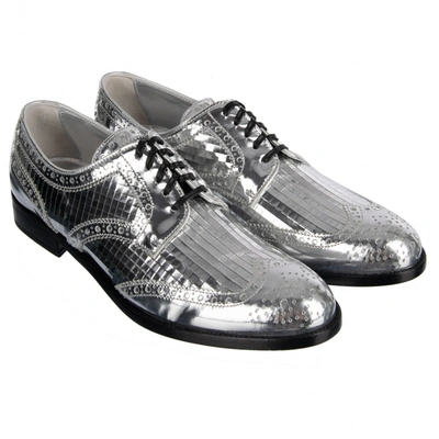 Pre-owned Dolce & Gabbana Leather Lace Ups In Silver