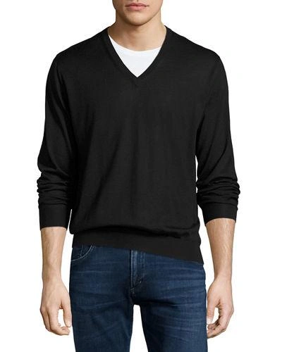 Stefano Ricci Cashmere-silk V-neck Sweater In Black
