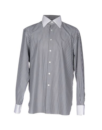 Stefano Ricci Contrast Collar/cuff Striped Dress Shirt, Gray In Lead