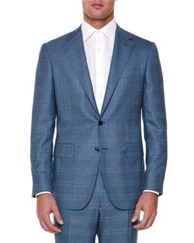 Stefano Ricci Windowpane Two-piece Wool Suit, Blue/red