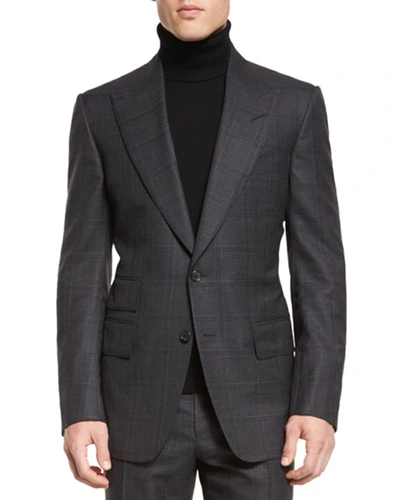 Tom Ford Windsor Base Windowpane Two-piece Suit, Gray