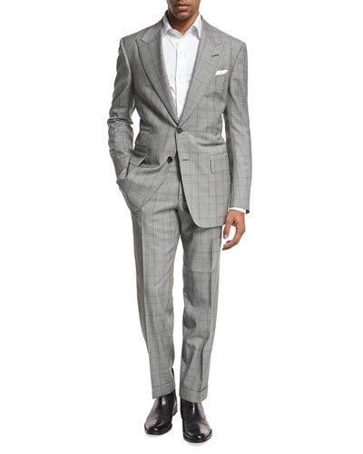 Isoleren Verpersoonlijking gesprek Tom Ford Windsor Base Plaid Two-piece Suit, Black/white | ModeSens