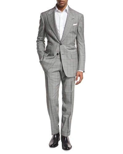 Tom Ford Windsor Base Plaid Two-piece Suit, Black/white | ModeSens