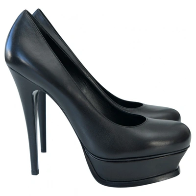 Pre-owned Saint Laurent Trib Too Black Leather Heels