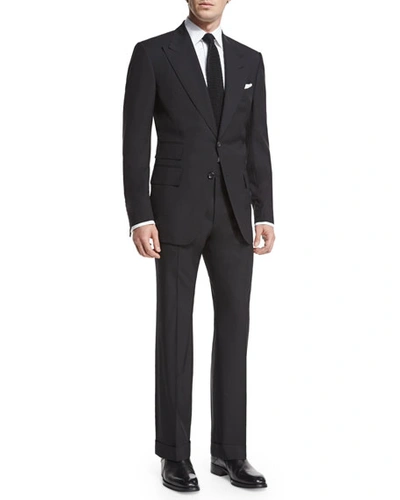 Tom Ford Windsor Base Peak-lapel Two-piece Suit, Black