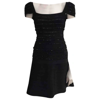 Pre-owned Herve Leger Mini Dress In Black