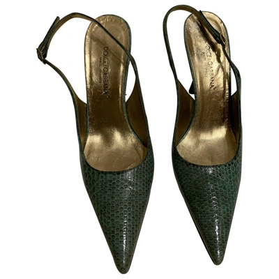 Pre-owned Dolce & Gabbana Leather Heels In Green