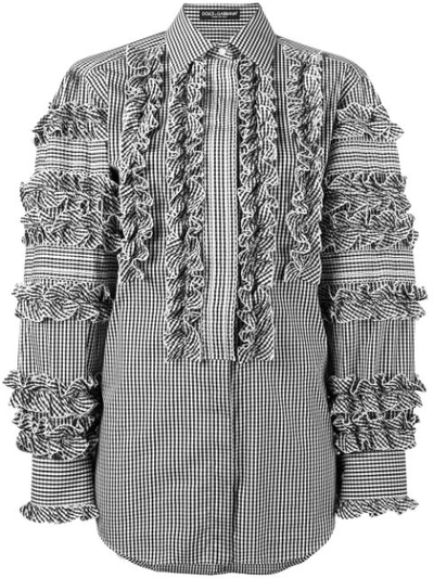 Dolce & Gabbana Cotton Shirt With Ruche Details In Black