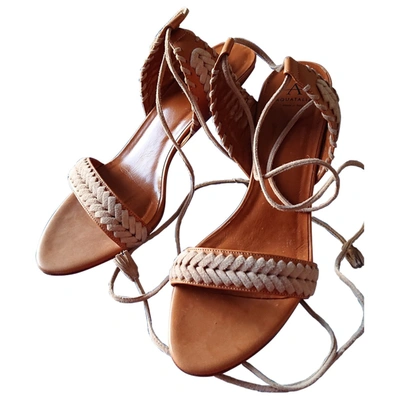 Pre-owned Aquatalia Leather Sandals In Beige