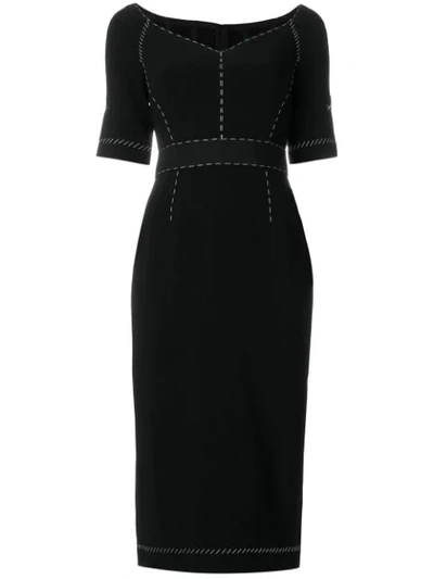 Dolce & Gabbana Wool Dress With Contrasting Colored Topstitching In Black