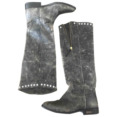 Pre-owned Golden Goose Leather Riding Boots In Grey