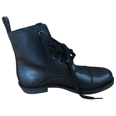 Pre-owned Ann Demeulemeester Leather Lace Up Boots In Black