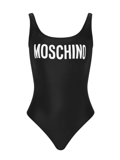 Moschino One-shoulder Logo One-piece Swimsuit In White