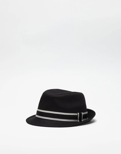 Dolce & Gabbana Trilby Cotton Hat In Black