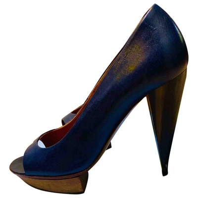 Pre-owned Lanvin Leather Heels In Blue