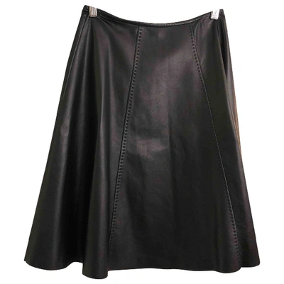 Pre-owned A. Testoni' Black Leather Skirt