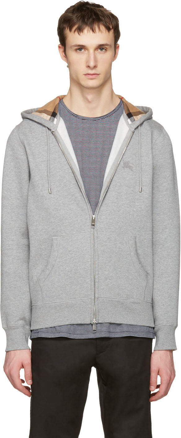 Burberry Grey Clarendon Zip-up Hoodie | ModeSens