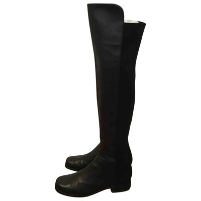 Pre-owned Stuart Weitzman Leather Boots In Black