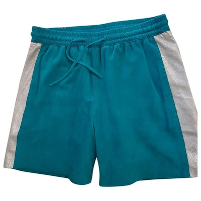 Pre-owned P.a.r.o.s.h Leather Bermuda In Turquoise