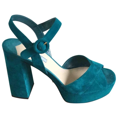 Pre-owned Prada Sandals In Turquoise