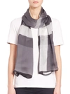 Burberry Mega Check Ultra-washed Satin Scarf In Grey