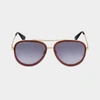 Gucci Women's Brow Bar Aviator Sunglasses, 57mm In Red/gold/gray Gradient