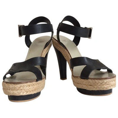 Pre-owned Emporio Armani Leather Sandals In Black